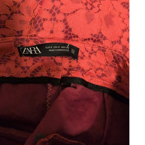 ZARA Women’s Red Lace Dress Pants / Trousers - Picture 4 of 5